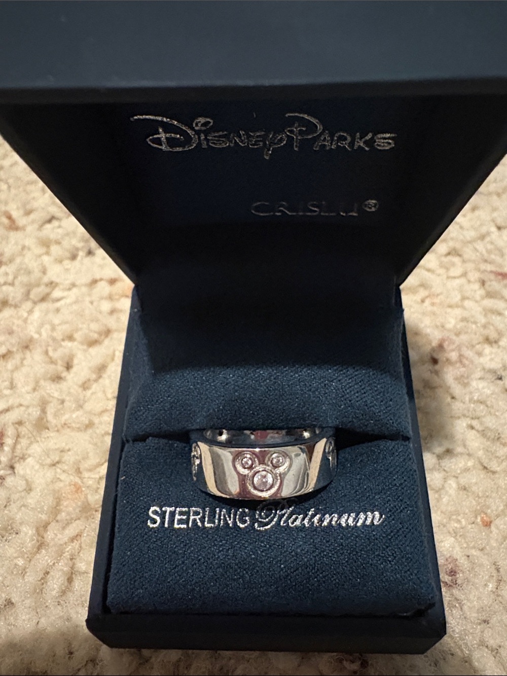 Disney Parks Sterling Platinum Mickey Icon Ring - Silver Size 7